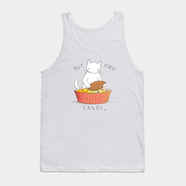 Almond Candy Cat Tank Top by runcatrun